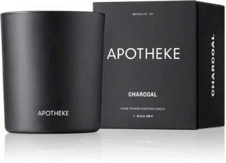 Apotheke Luxury Scented Candles for Home, Charcoal - Aromatherapy Jar Candle with Soy Wax Blend